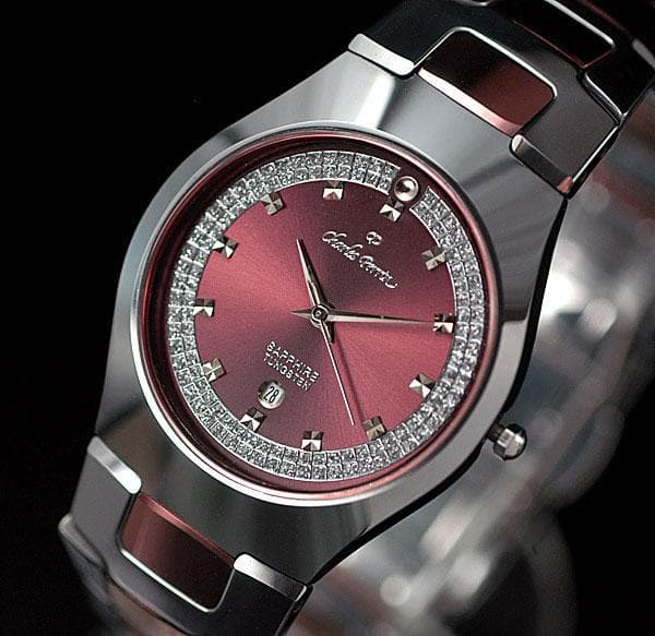 新品Charles Perrinタングステン腕時計メンズ未使用ワインレッド