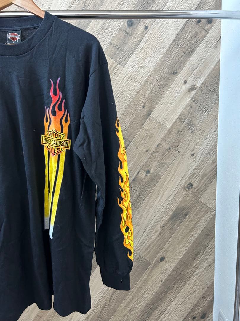 90s デッドストック ハーレーダビッドソン ロゴ ファイヤーパターン ロンT