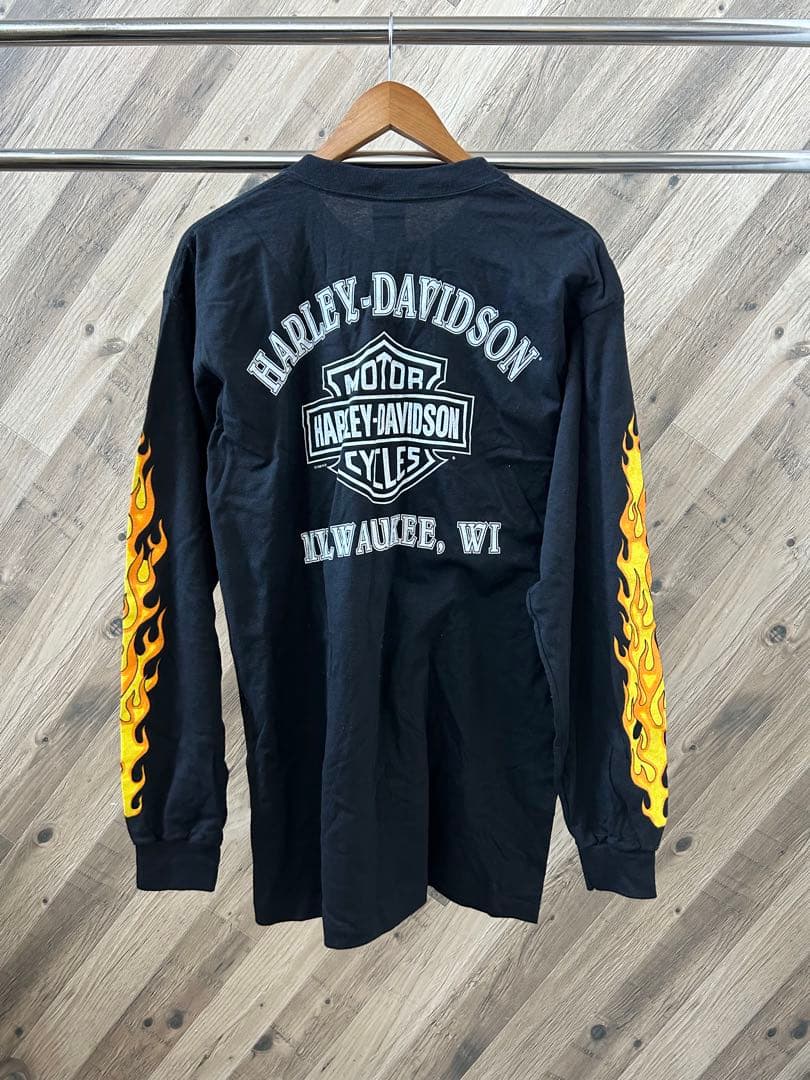 90s デッドストック ハーレーダビッドソン ロゴ ファイヤーパターン ロンT