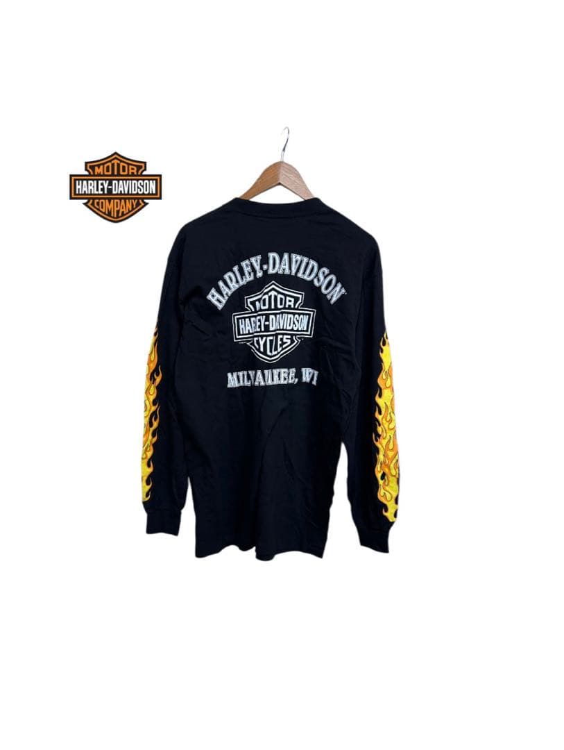 90s デッドストック ハーレーダビッドソン ロゴ ファイヤーパターン ロンT