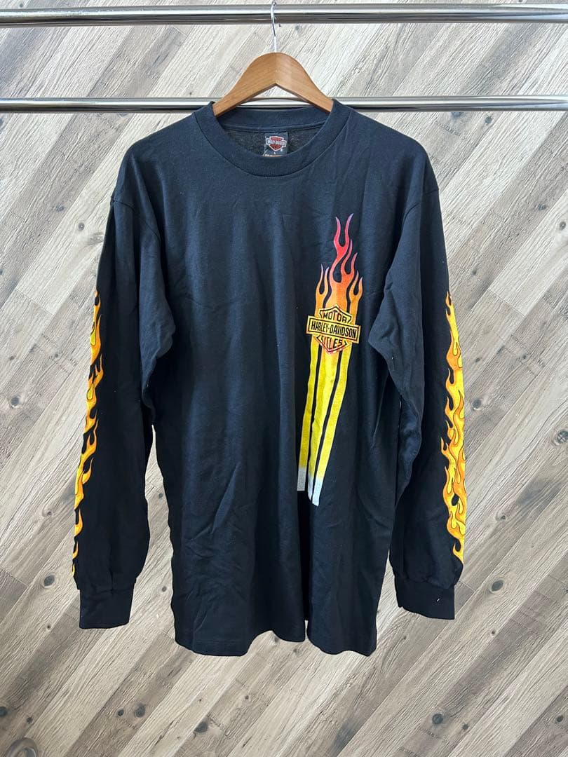 90s デッドストック ハーレーダビッドソン ロゴ ファイヤーパターン ロンT