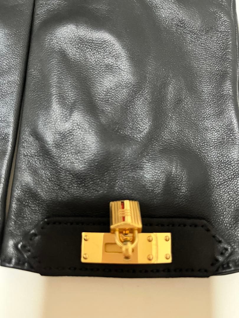 エルメス　レザー手袋 黒 金具付き