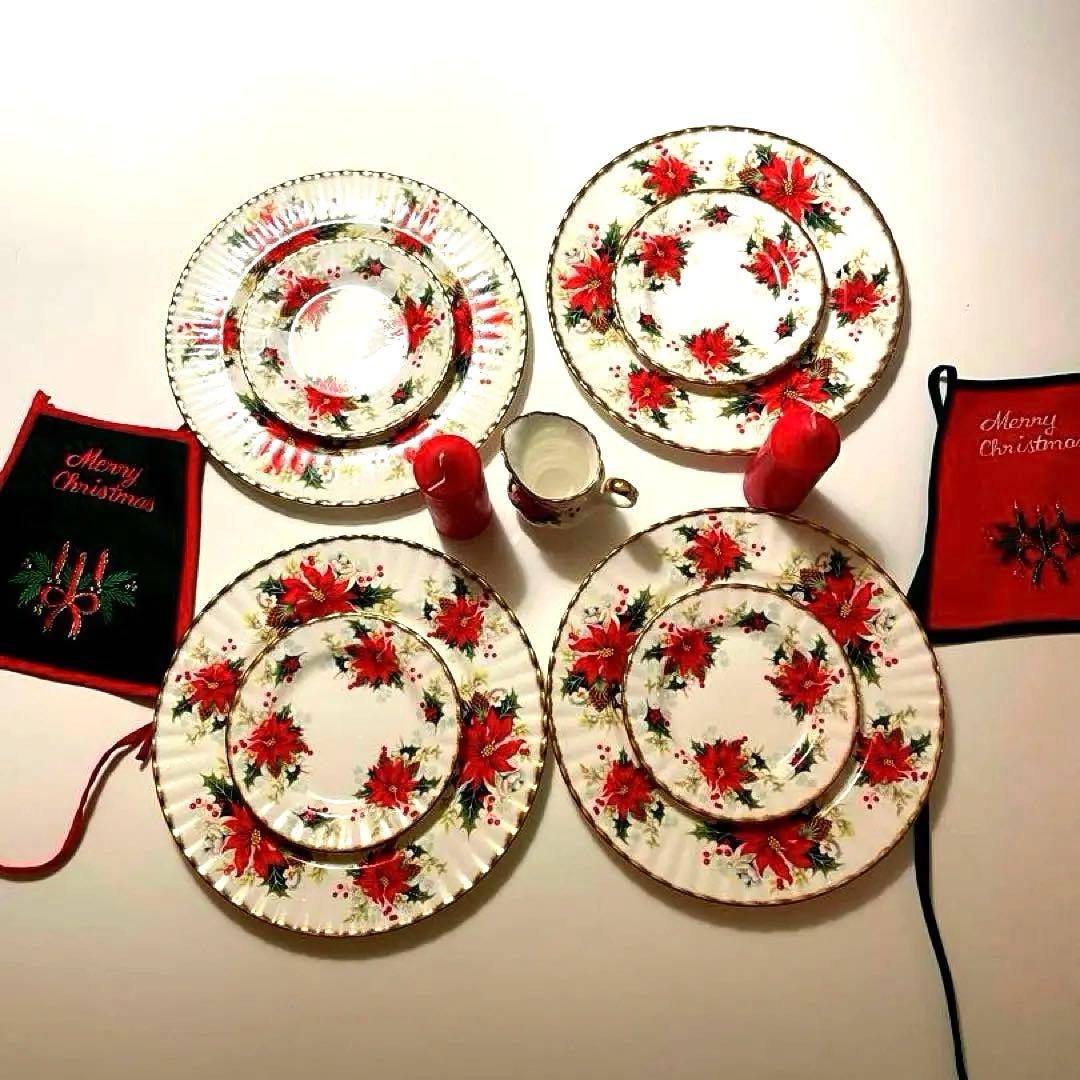  クリスマスポインセチア 食器セット12月15日まで