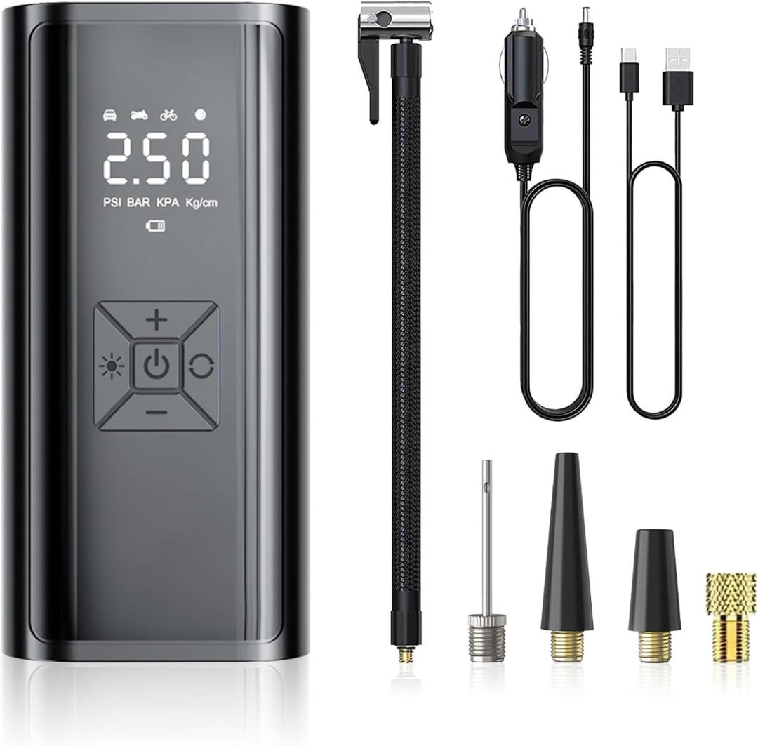 電動空気入れ 車【令和６年初売り 10秒で充填】充電式 コードレス バイク