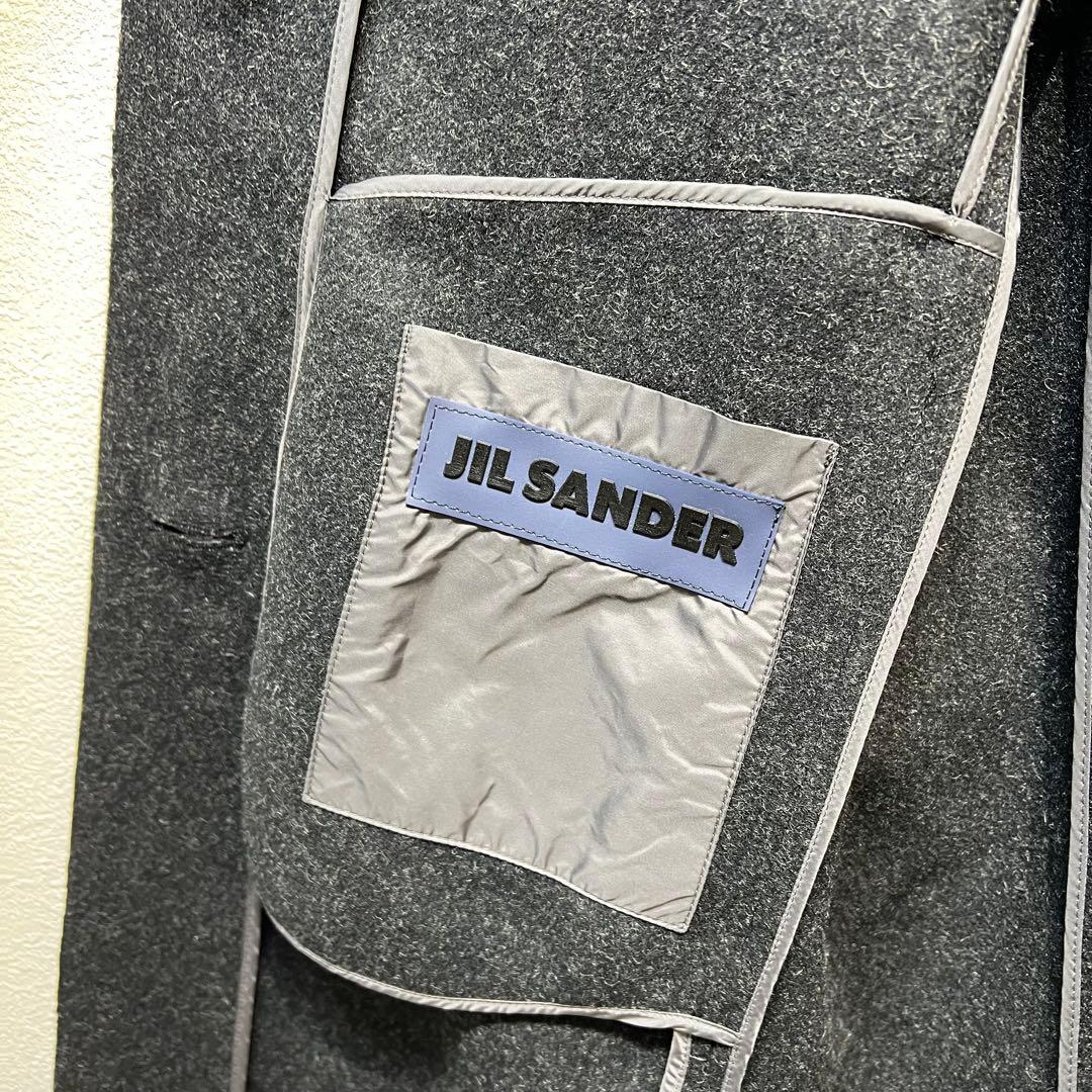 希少 美品 JIL SANDER ウール 3B デザインチェスターコート 36