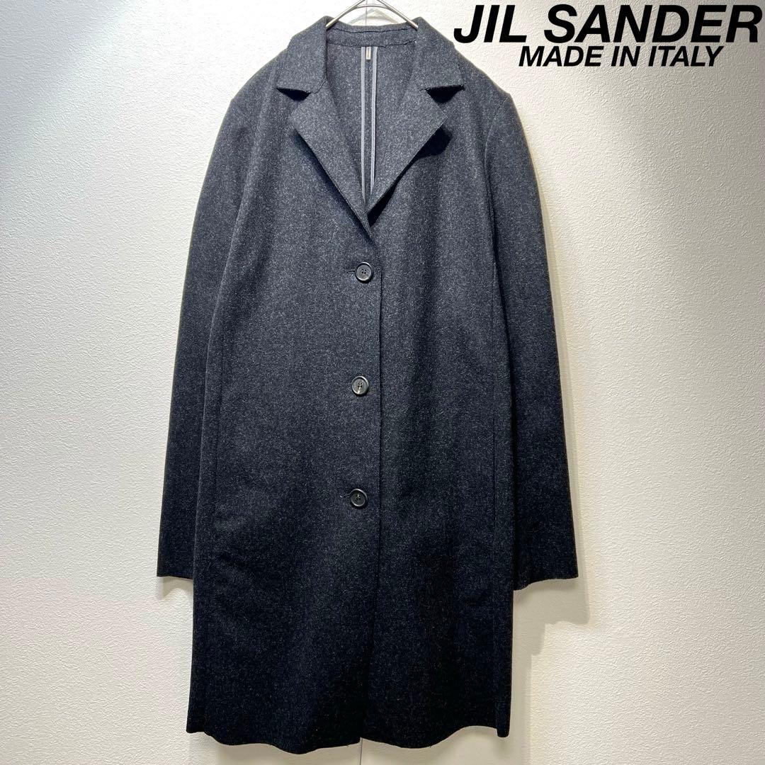 希少 美品 JIL SANDER ウール 3B デザインチェスターコート 36