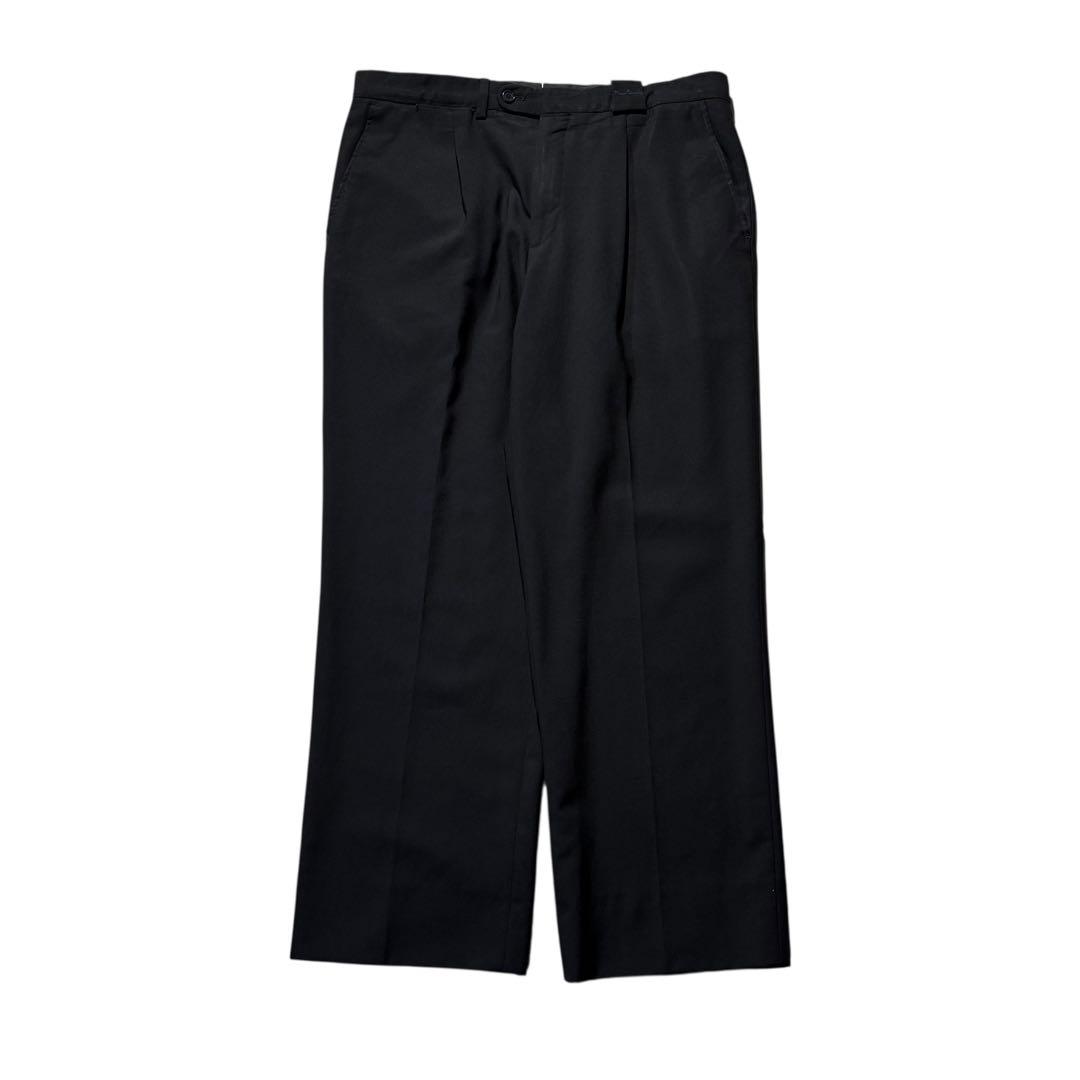 ピエールカルダン メンズ スラックス ビンテージ ワイドパンツ 黒 2タック