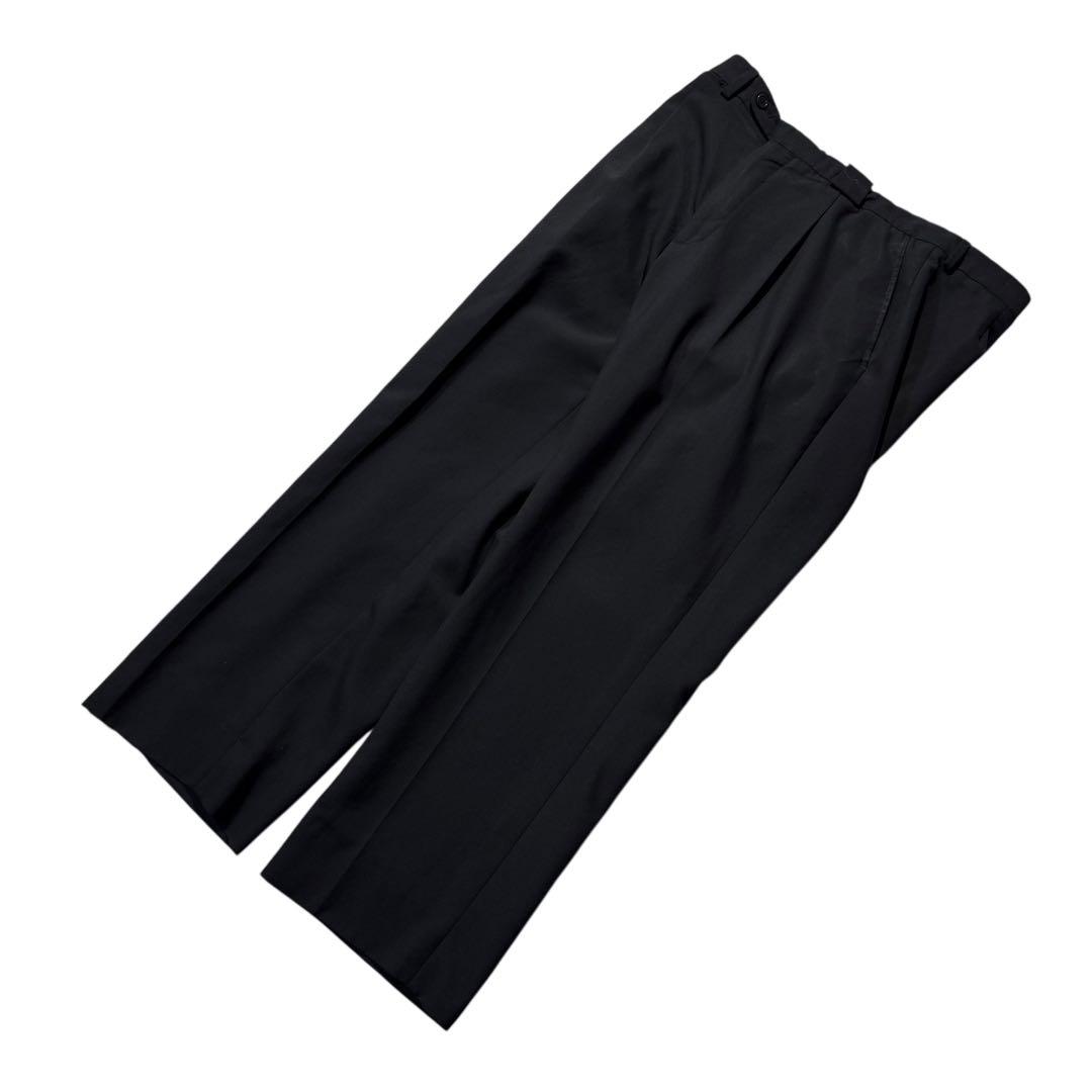 ピエールカルダン メンズ スラックス ビンテージ ワイドパンツ 黒 2タック