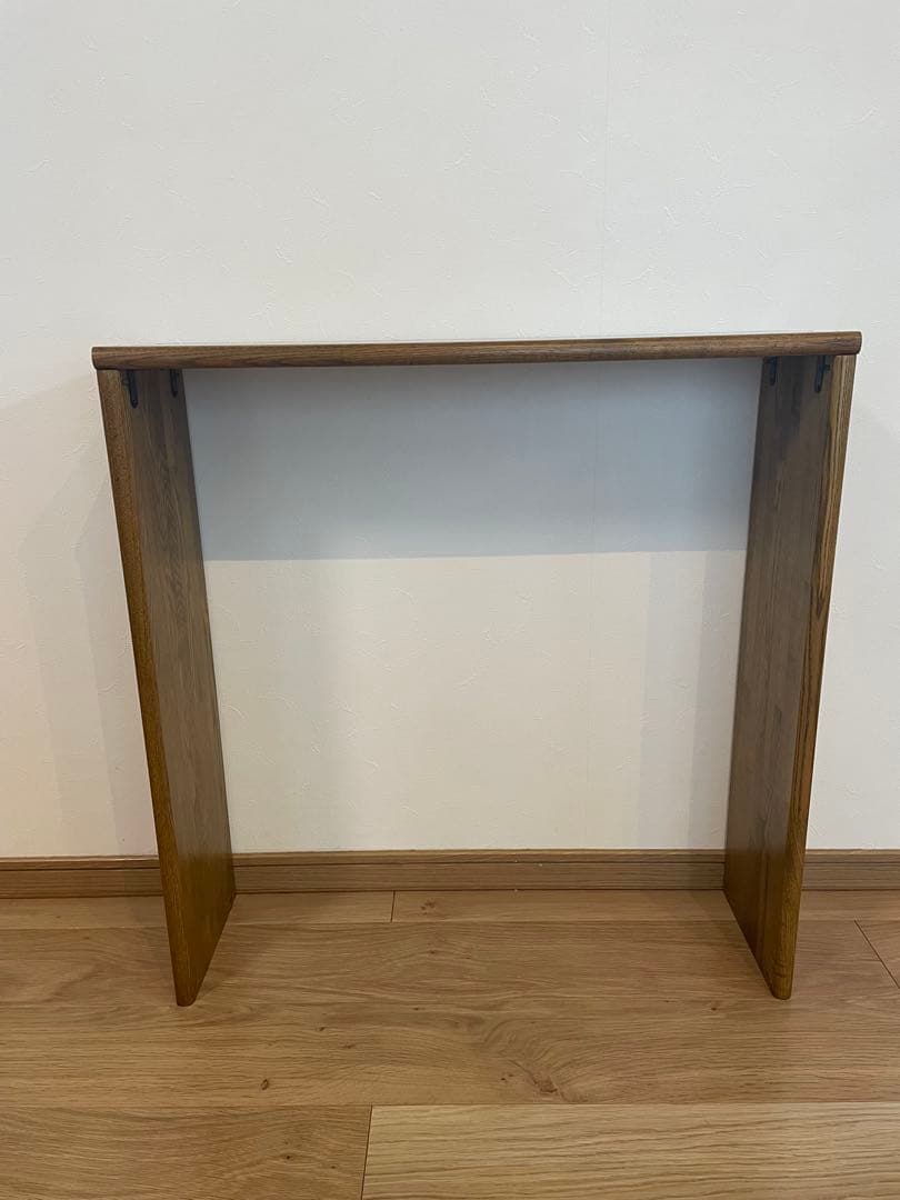 オープンシェルフ　オーク　無垢材　ダークウォールナット　コの字型