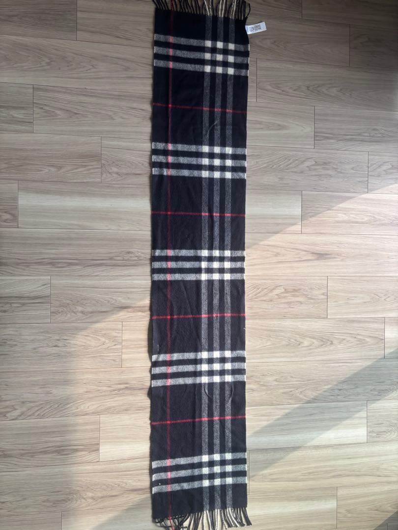 BURBERRY チェック カシミアスカーフ ネイビー
