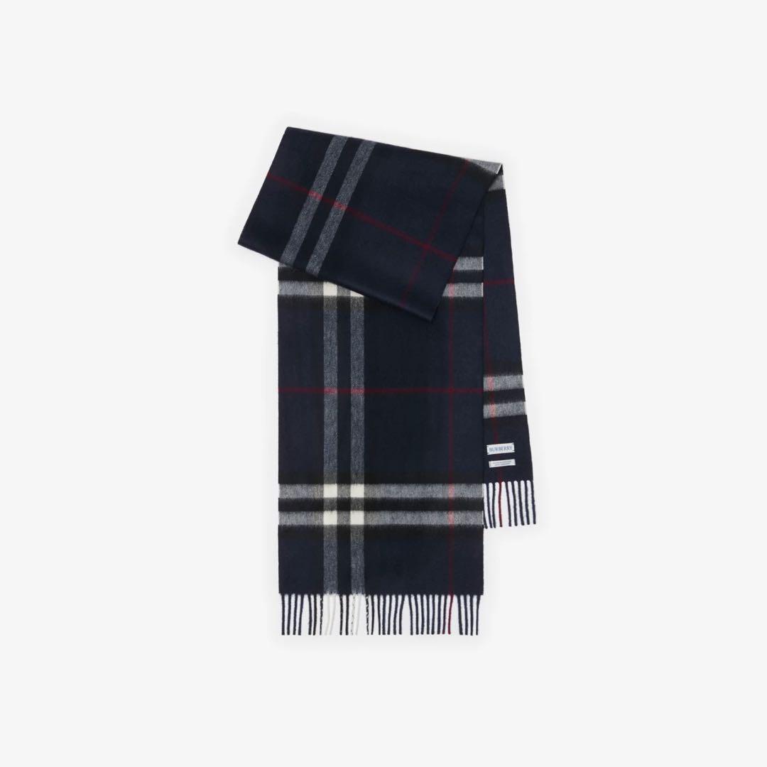 BURBERRY チェック カシミアスカーフ ネイビー