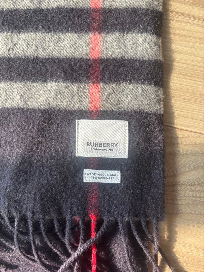 BURBERRY チェック カシミアスカーフ ネイビー