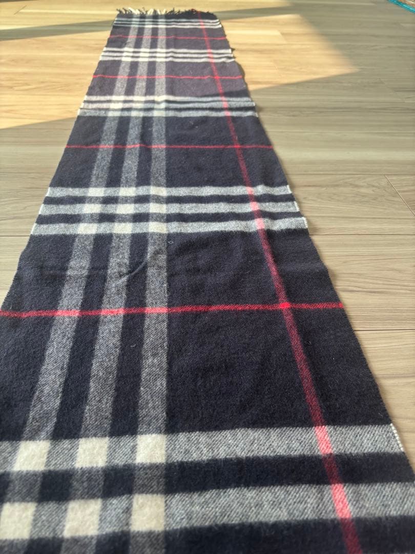 BURBERRY チェック カシミアスカーフ ネイビー