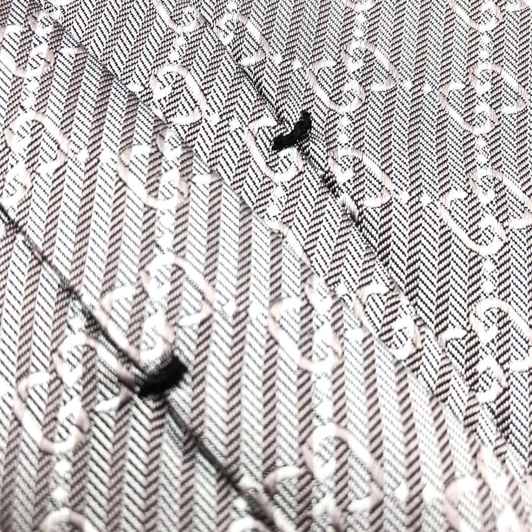 グッチ GUCCI ネクタイ GG 柄 ストライプ シルバー シルク