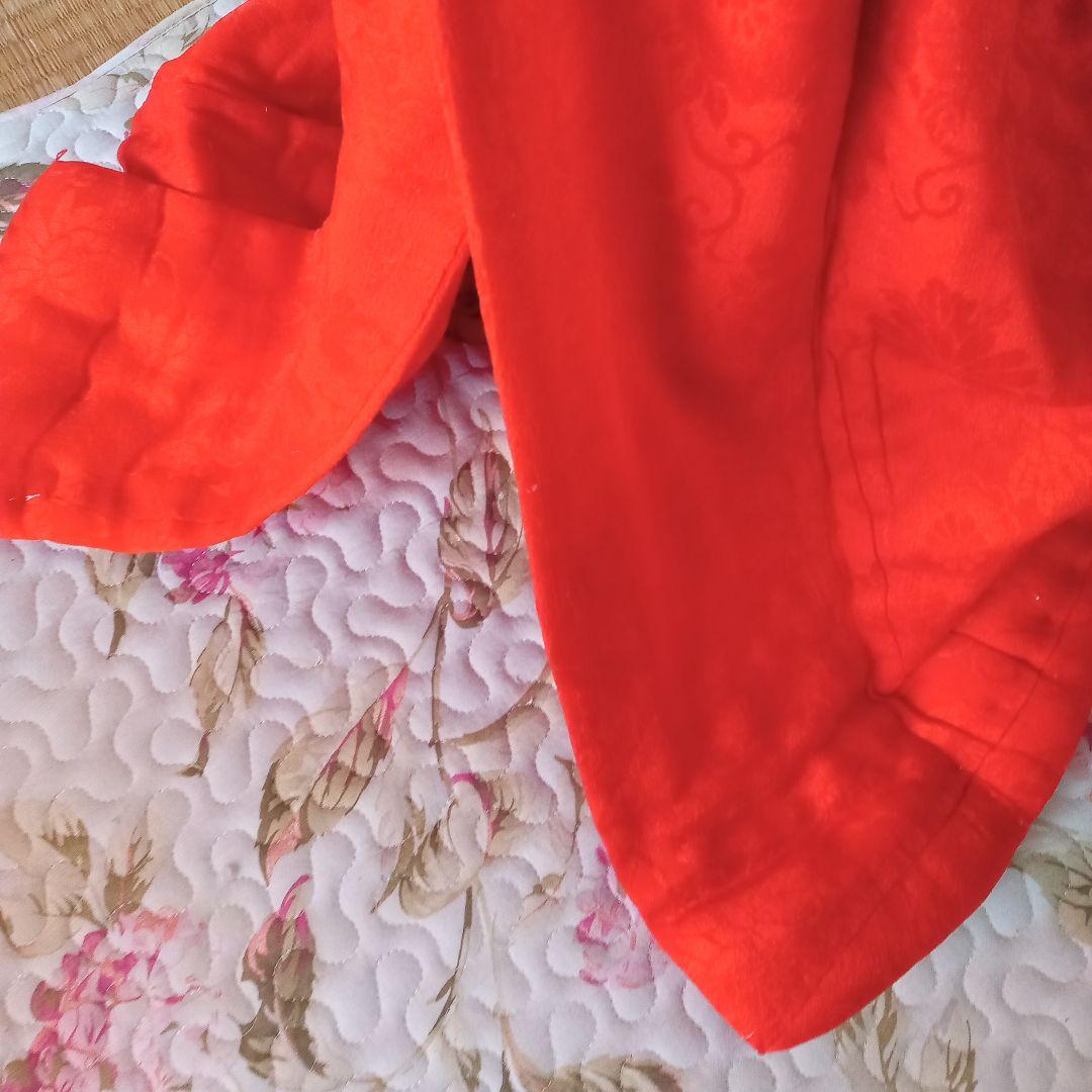 4935レア！朱色アンティーク　五つ紋付き　中着　振袖　お引き摺り　婚礼衣装