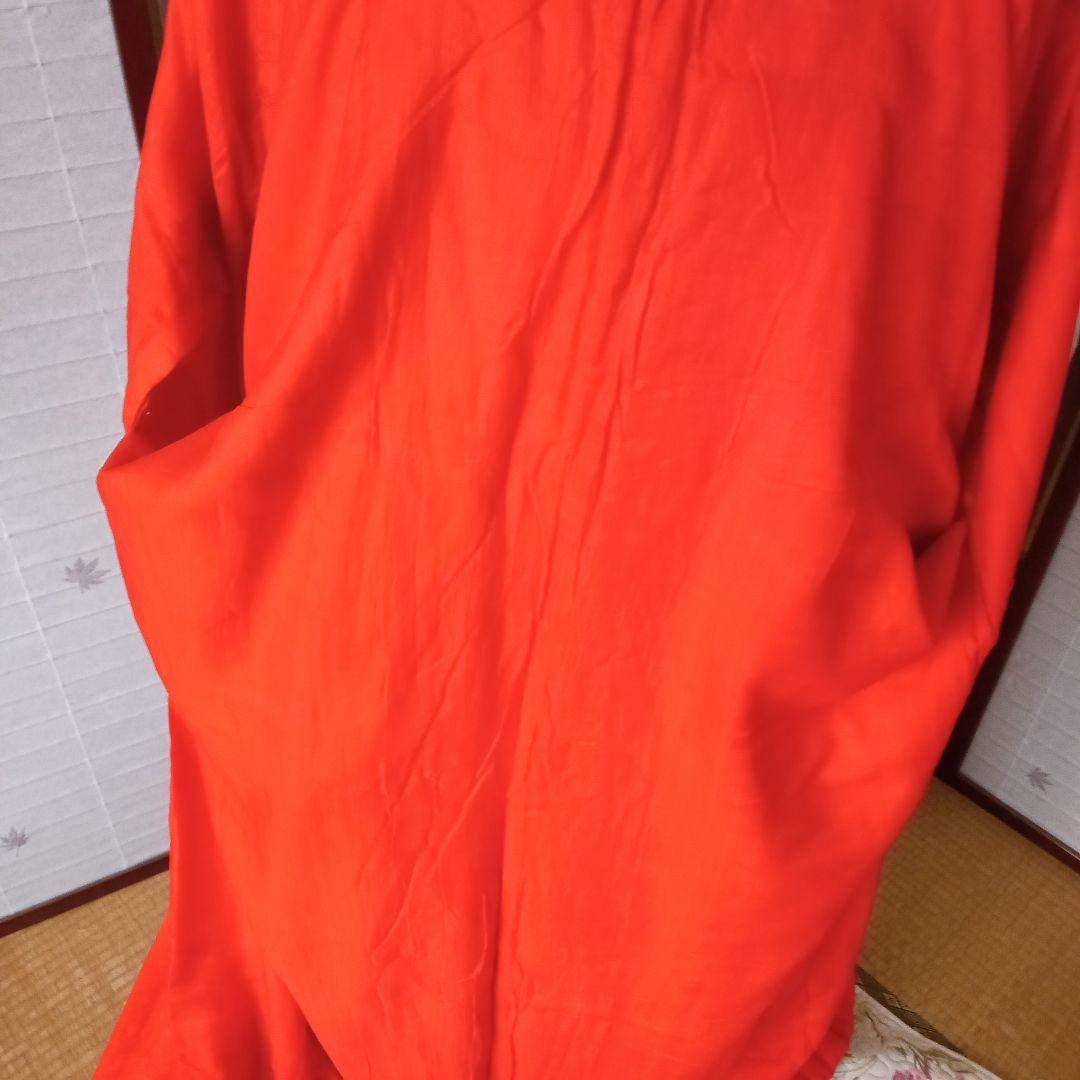 4935レア！朱色アンティーク　五つ紋付き　中着　振袖　お引き摺り　婚礼衣装