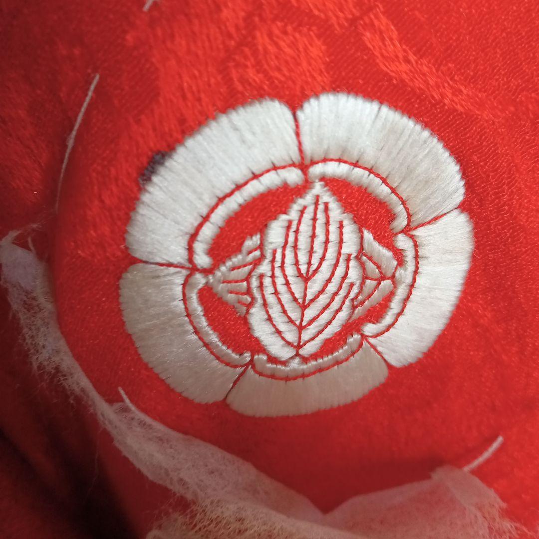 4935レア！朱色アンティーク　五つ紋付き　中着　振袖　お引き摺り　婚礼衣装