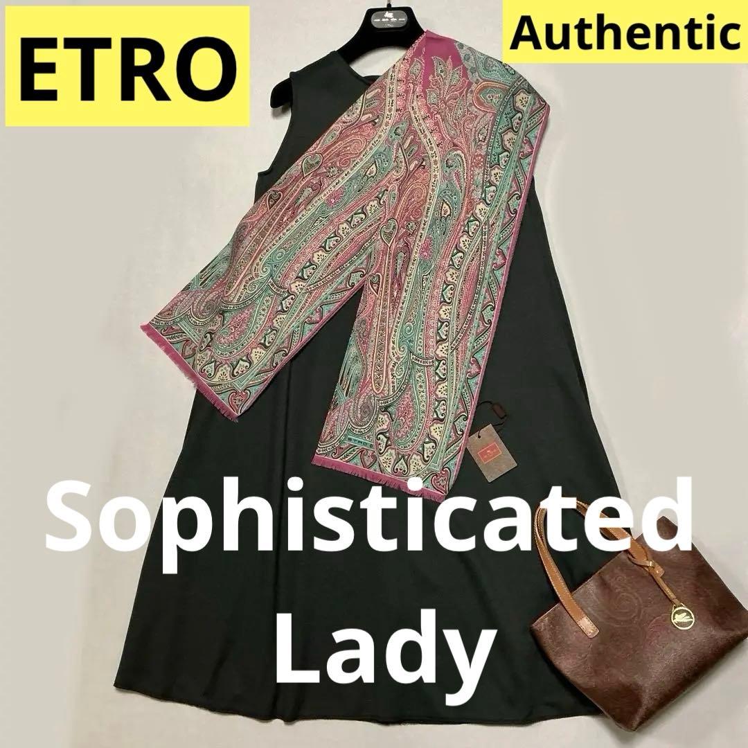 洗練されたデザイン　ETRO 正規品　ペイズリー スカーフ　ショール　D