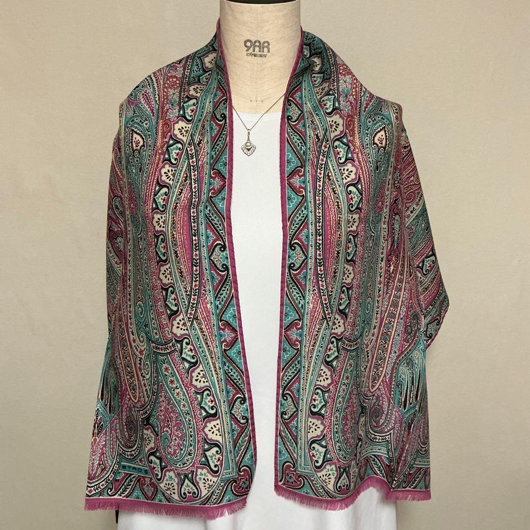 洗練されたデザイン　ETRO 正規品　ペイズリー スカーフ　ショール　D