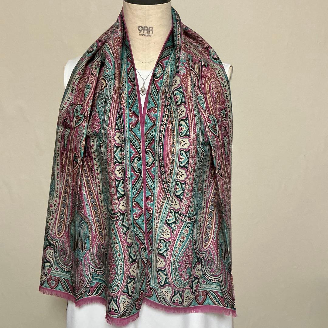 洗練されたデザイン　ETRO 正規品　ペイズリー スカーフ　ショール　D