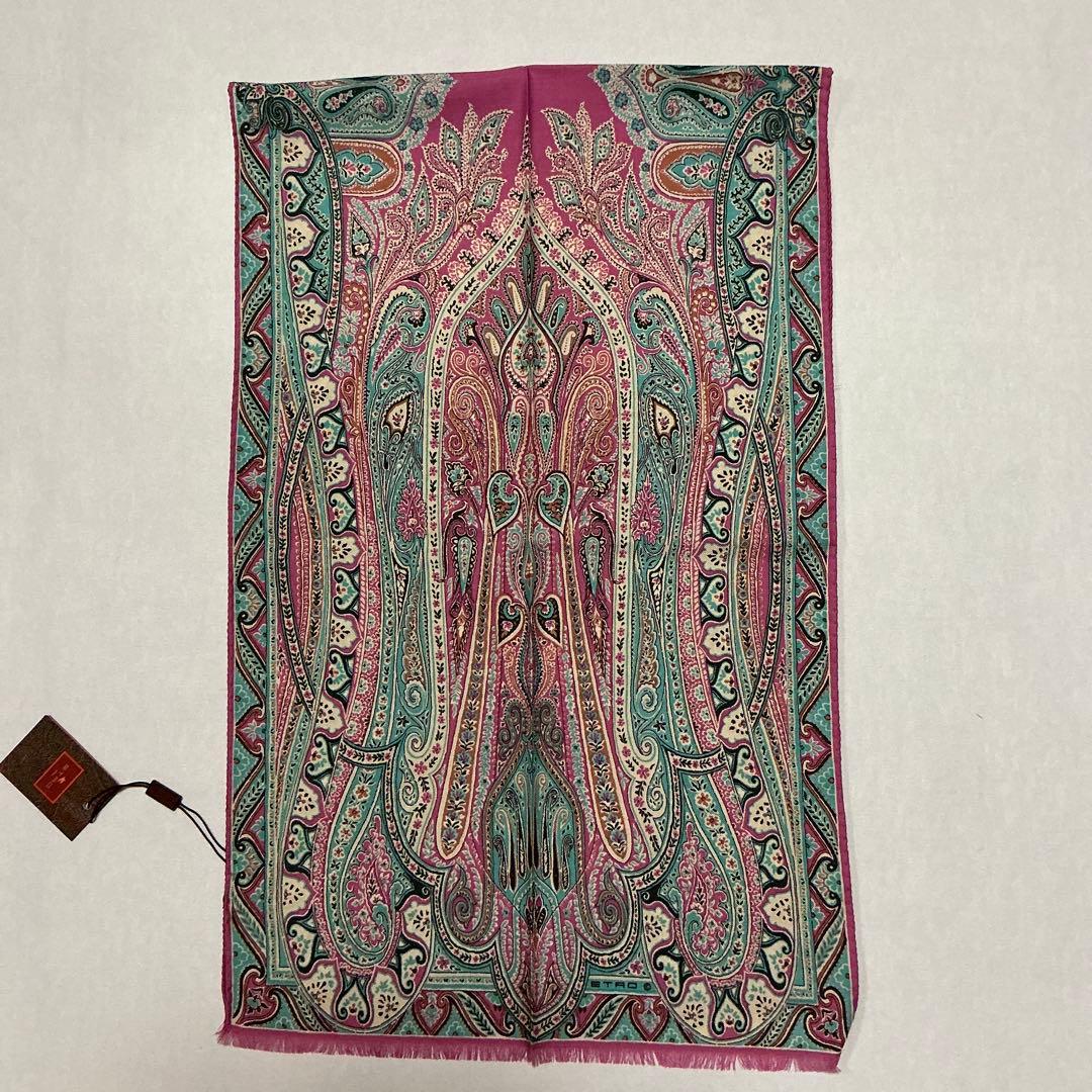 洗練されたデザイン　ETRO 正規品　ペイズリー スカーフ　ショール　D