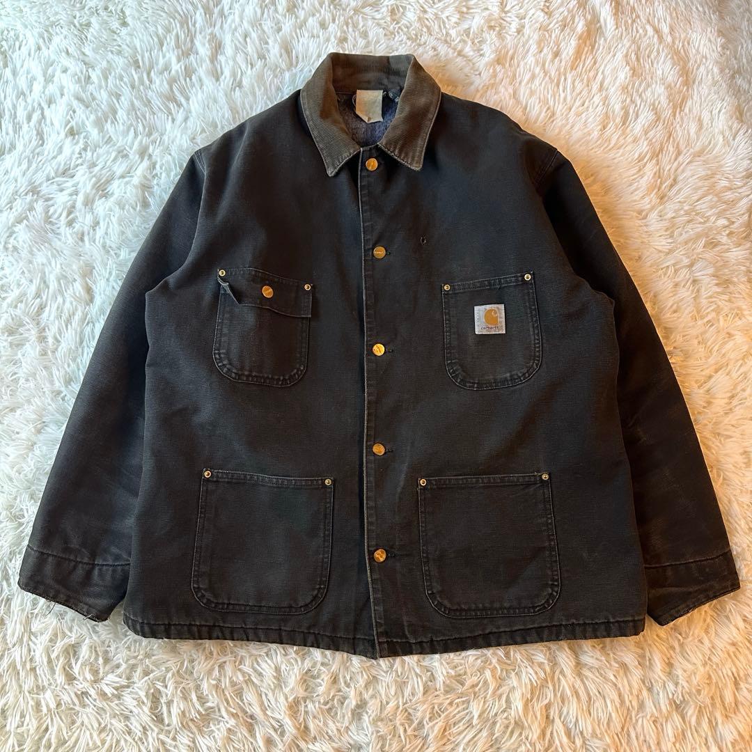 90s Carhartt ミシガンチョアコート ブランケット ブラック L相当
