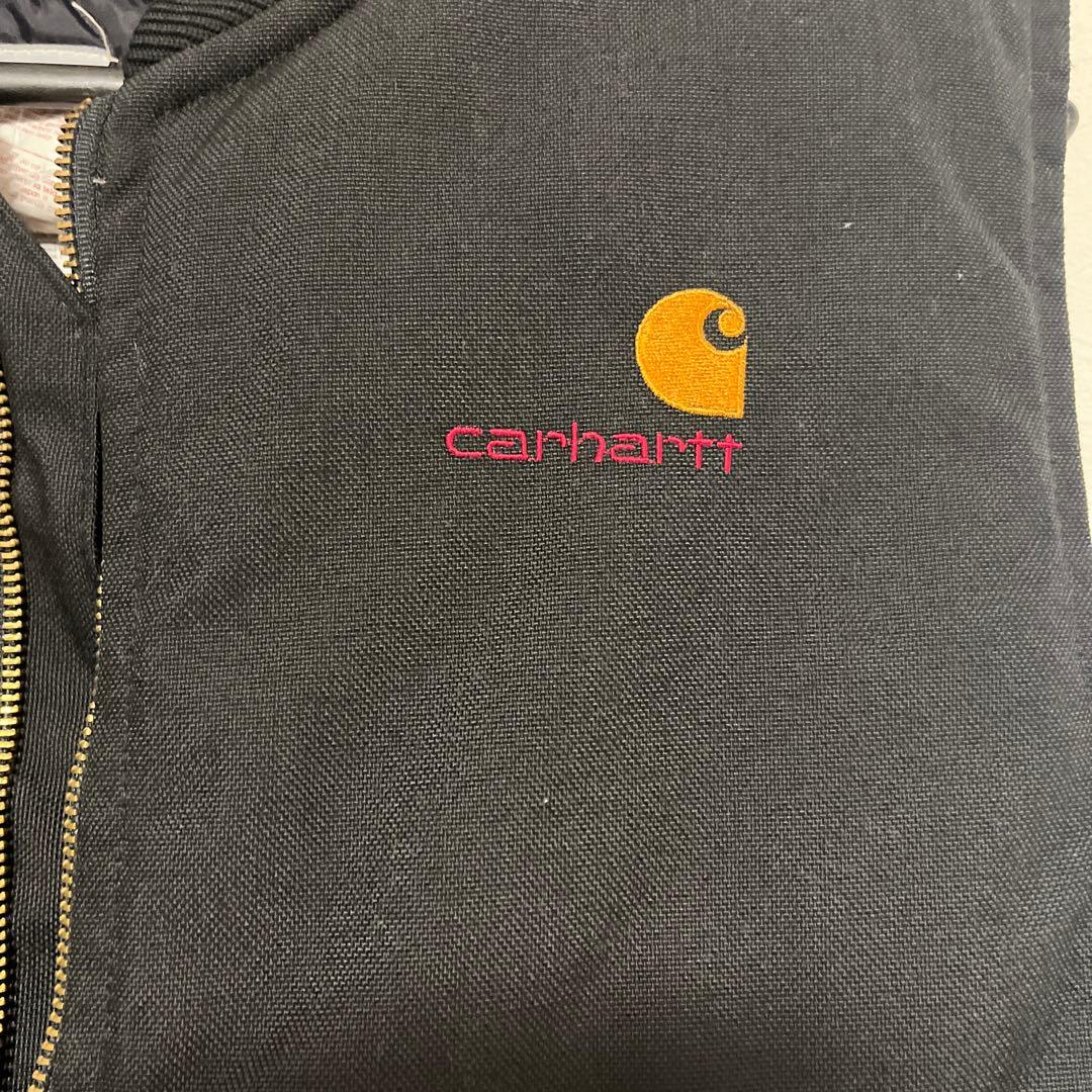 【USA製】Carhartt カーハート裏キルティングベストブラックL古着