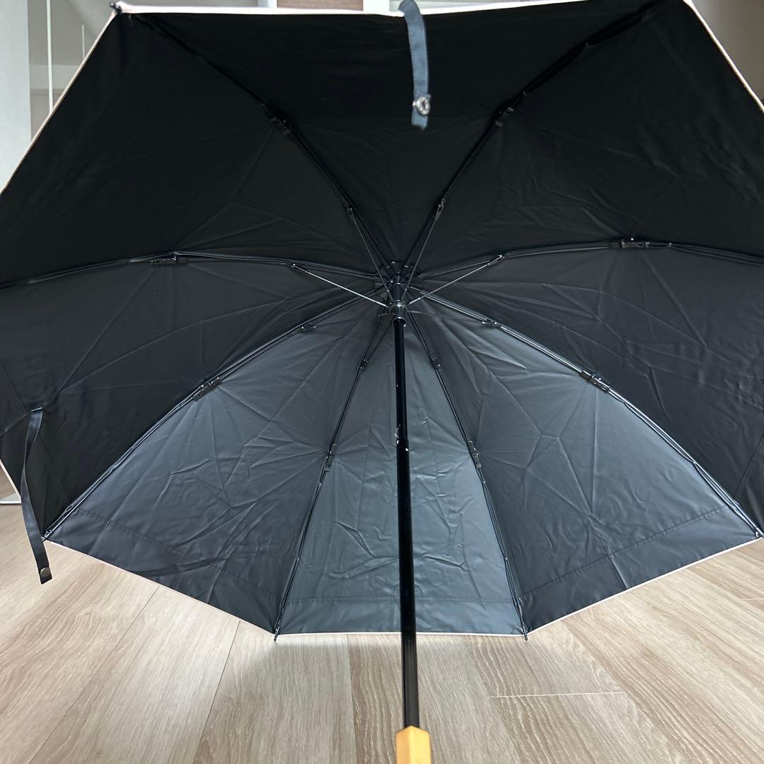 サンバリア100 折りたたみ日傘 ２段折 黒×ピンク