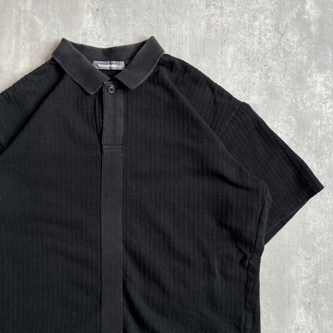 80s　筆タグ　イッセイミヤケメン　アーカイブ　ポロシャツ　ブラック　Fサイズ