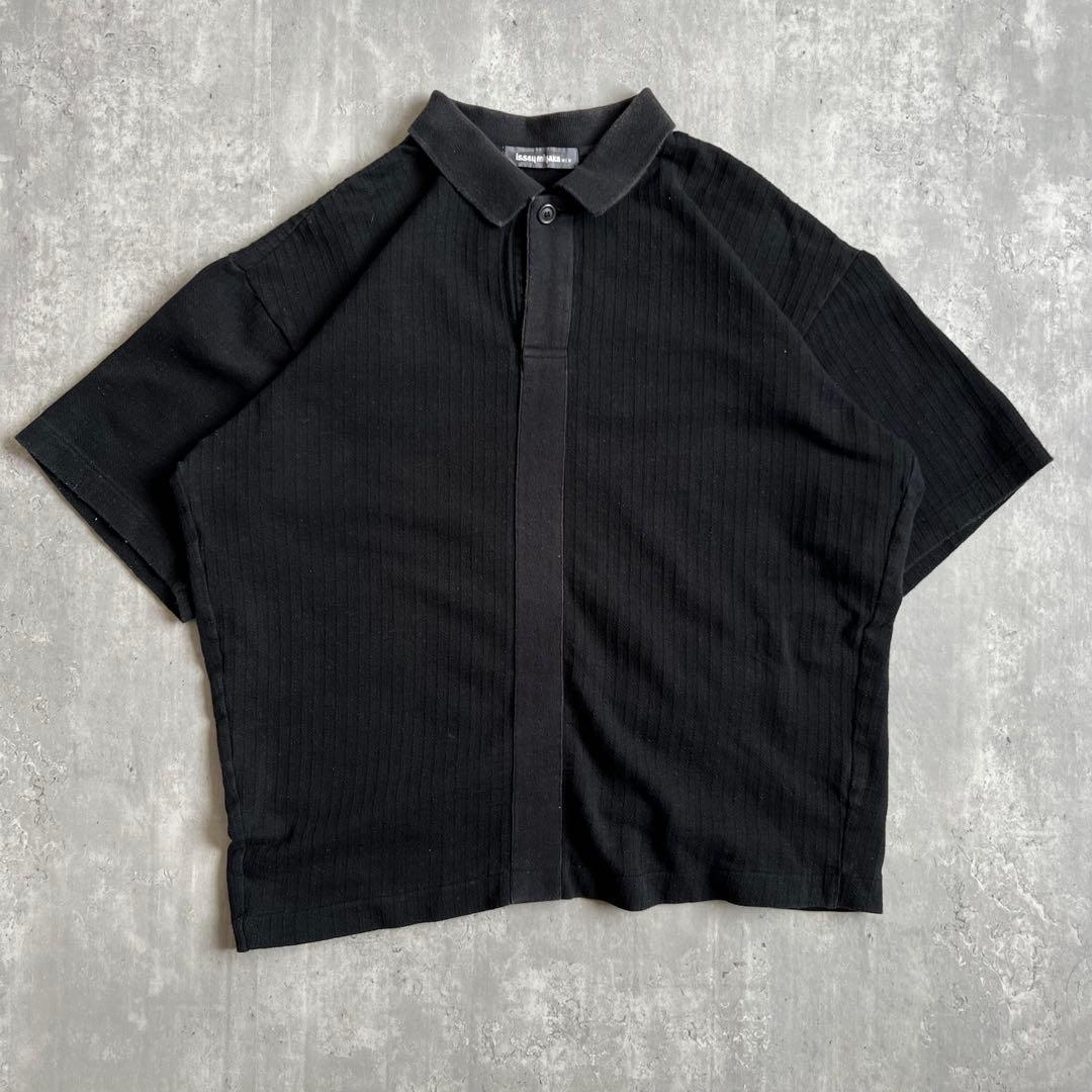 80s　筆タグ　イッセイミヤケメン　アーカイブ　ポロシャツ　ブラック　Fサイズ