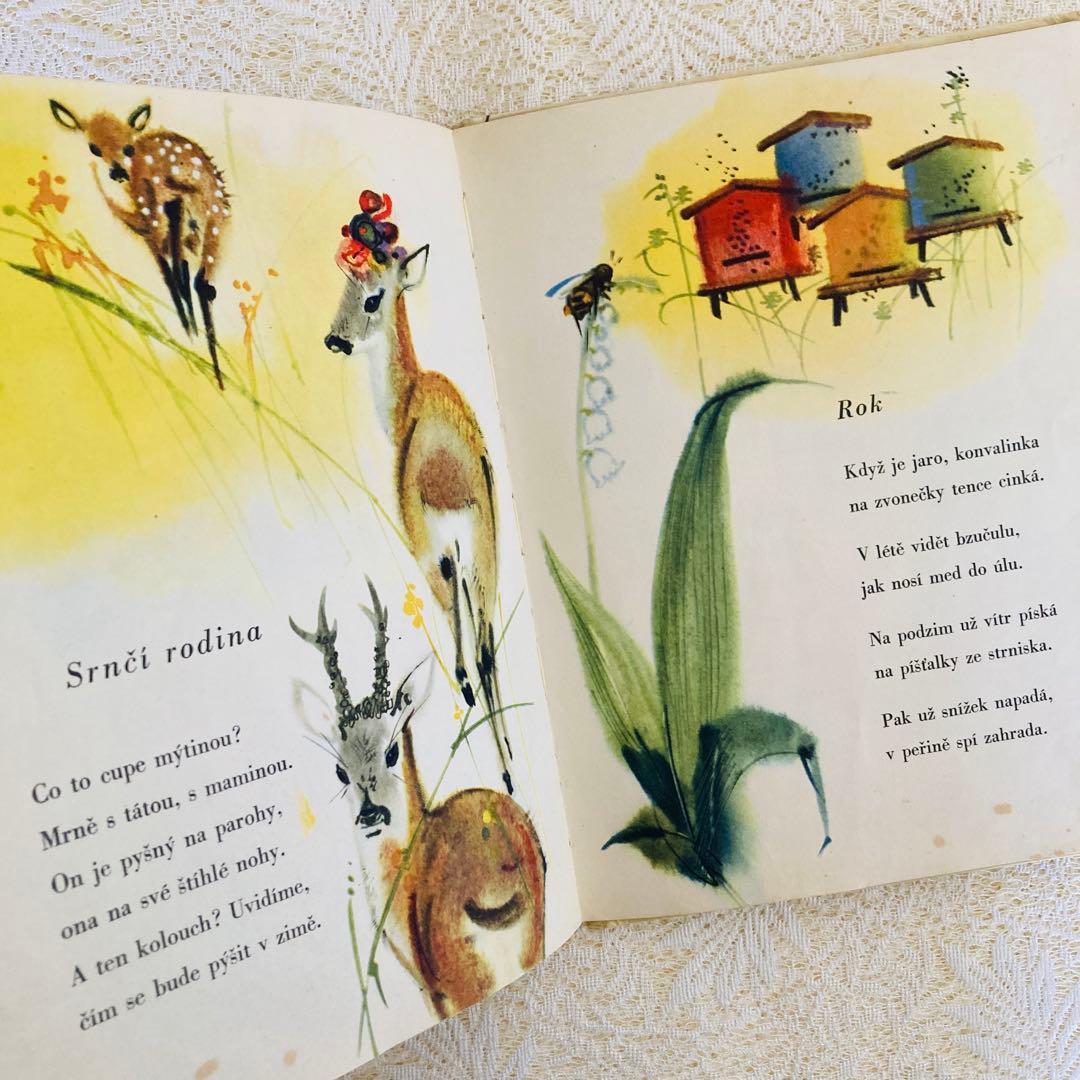洋書　古書　希少　チェコ語のヴィンテージ絵本　ミルコ・ハナークの美しいイラスト♡