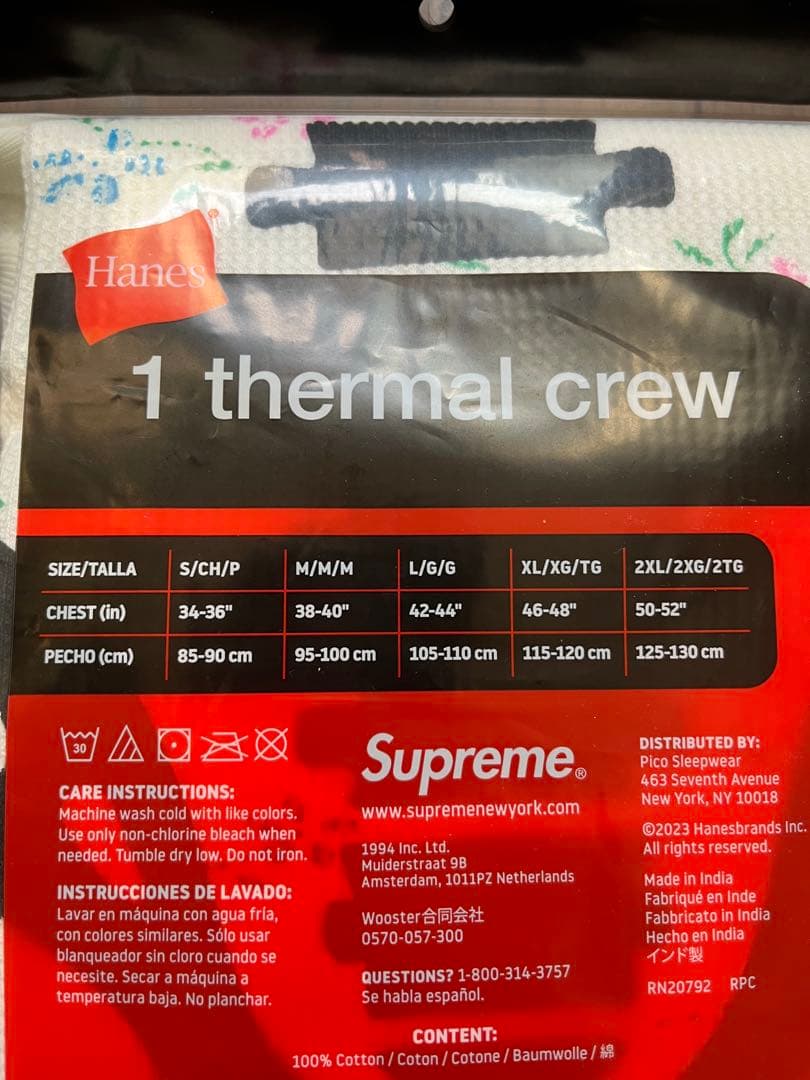 おまけ付きSupreme / Hanes Bones Thermal Crew