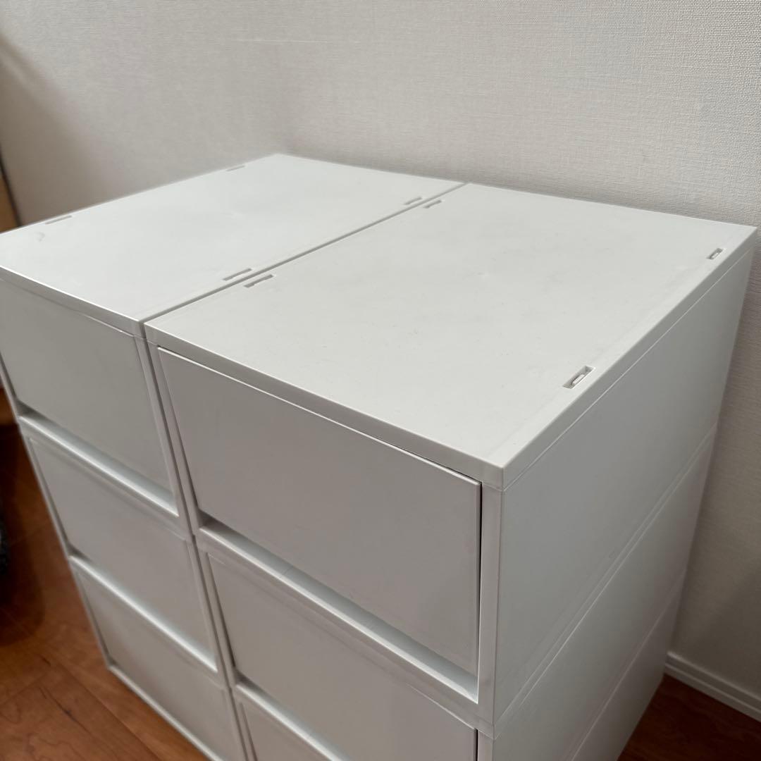 【６個セット】 無印良品 ポリプロピレンケース・引出式・深型・ホワイトグレー