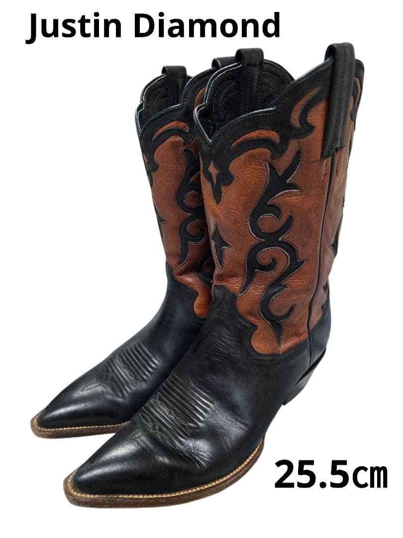 【​希少/箱付】Justin Diamond ウエスタンブーツ 25.5㎝