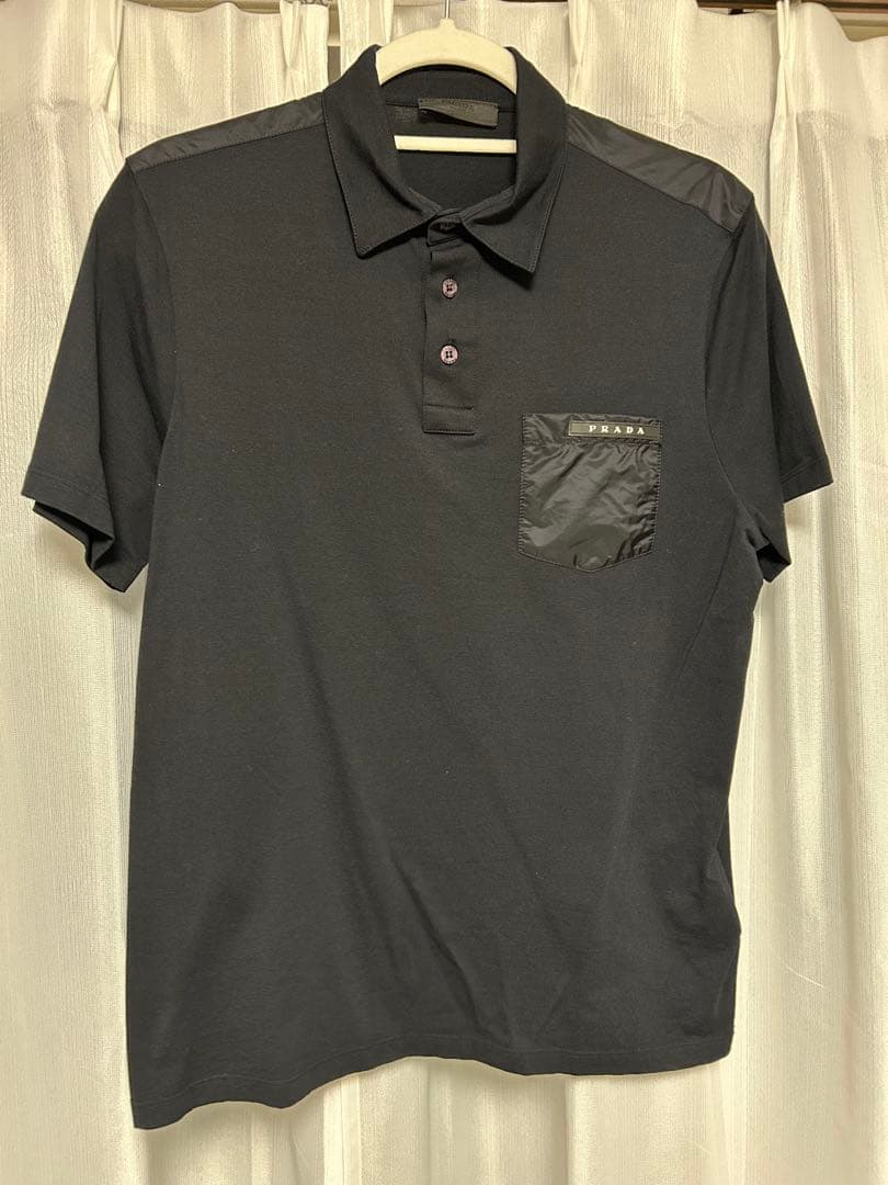 【eru】PRADA 黒 ポロシャツ ナイロンポケット付き