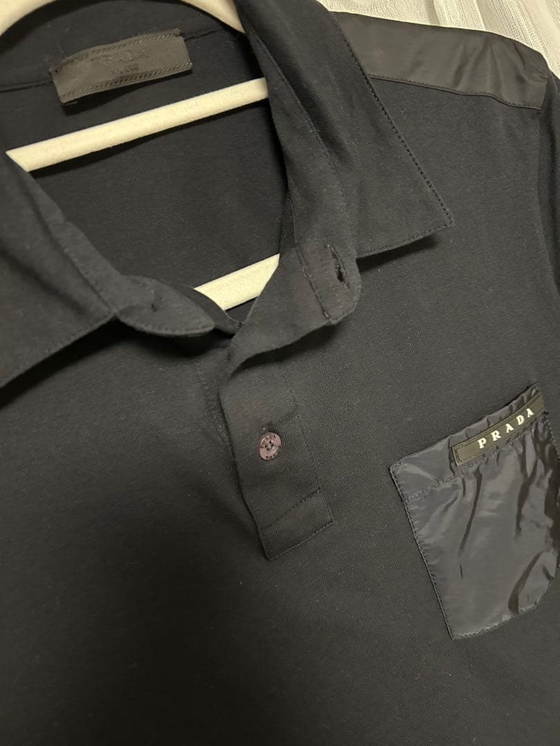 【eru】PRADA 黒 ポロシャツ ナイロンポケット付き
