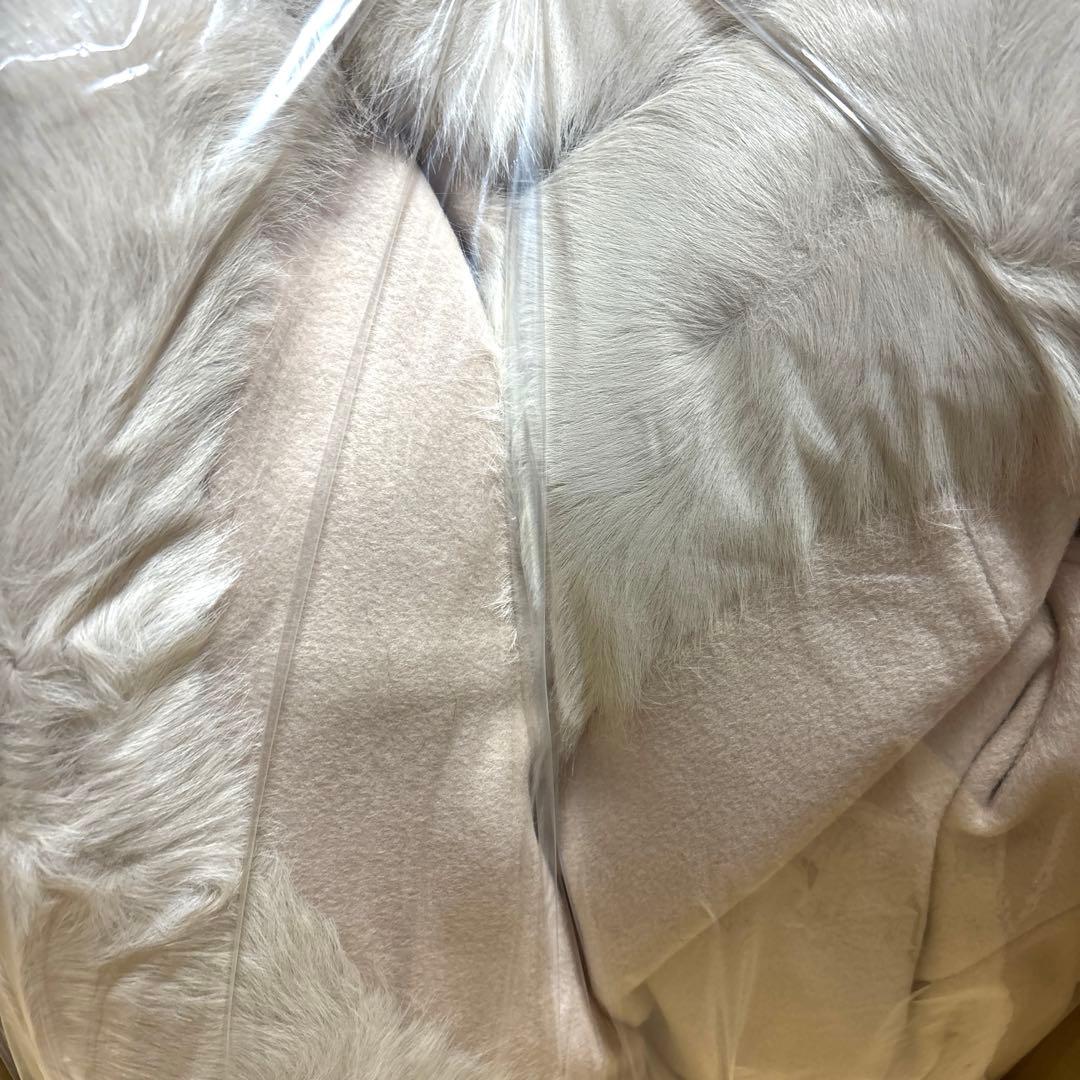 ダーリッチ　ファー付きフレアポンチョコート フリー/ピンク/ノベルティハンガー付