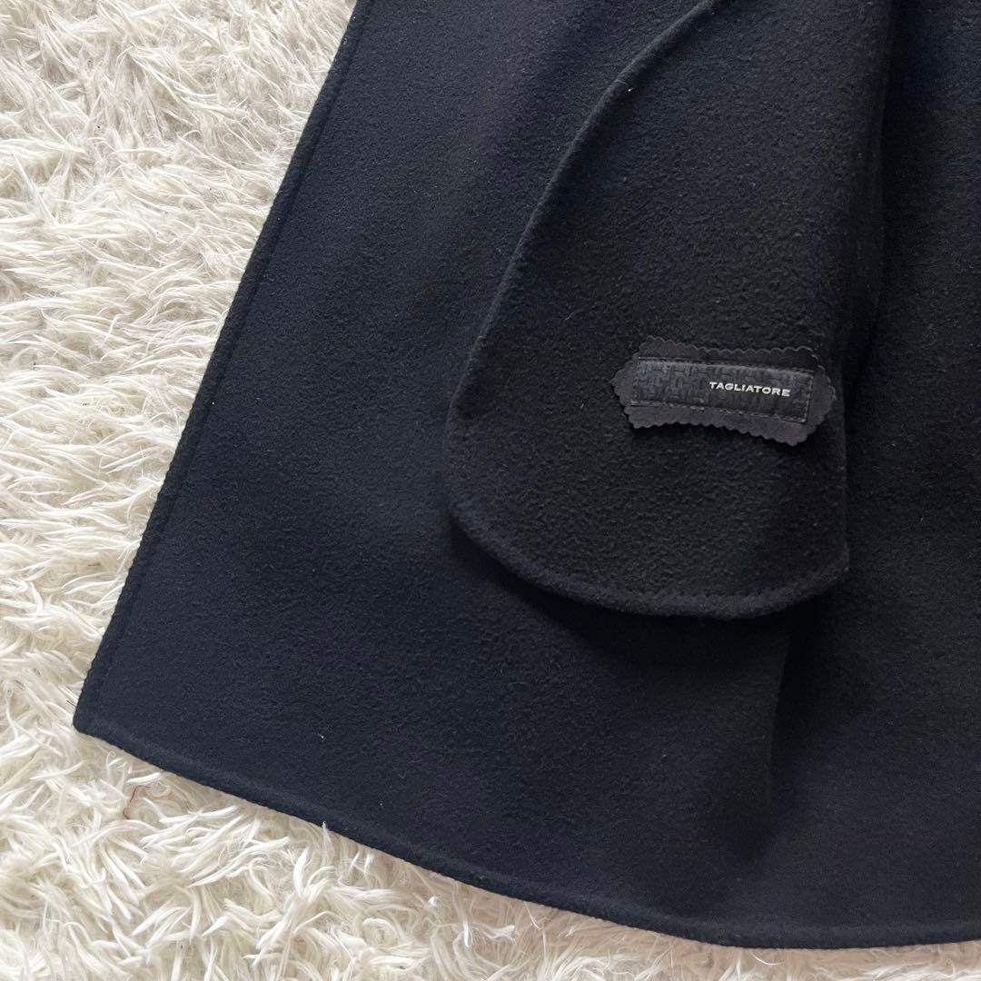 <美品>TAGLIATORE STENダブルフェイス ブラック ウールコート44