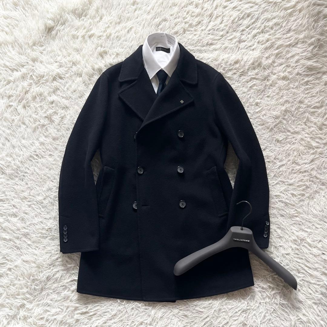 <美品>TAGLIATORE STENダブルフェイス ブラック ウールコート44