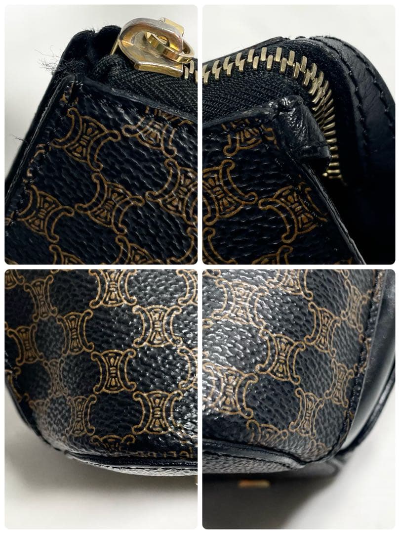 セリーヌ 黒 マカダム プレート ロゴ 金具 2way PVC レザー 大容量