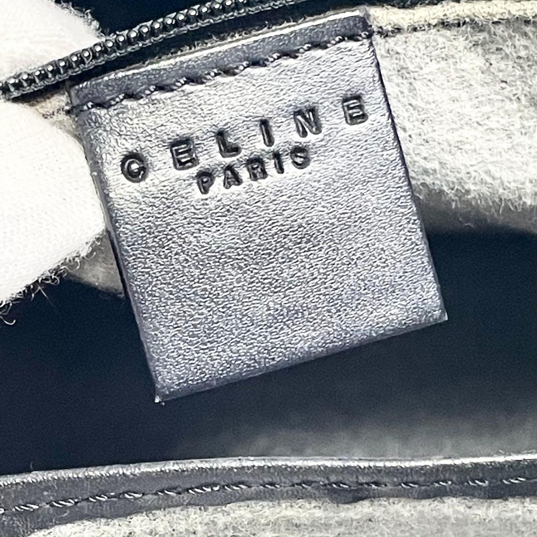 セリーヌ 黒 マカダム プレート ロゴ 金具 2way PVC レザー 大容量