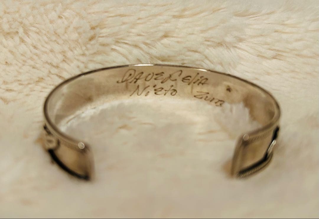 天然ターコイズ　バングル※貴金属布付　※作家サイン入り