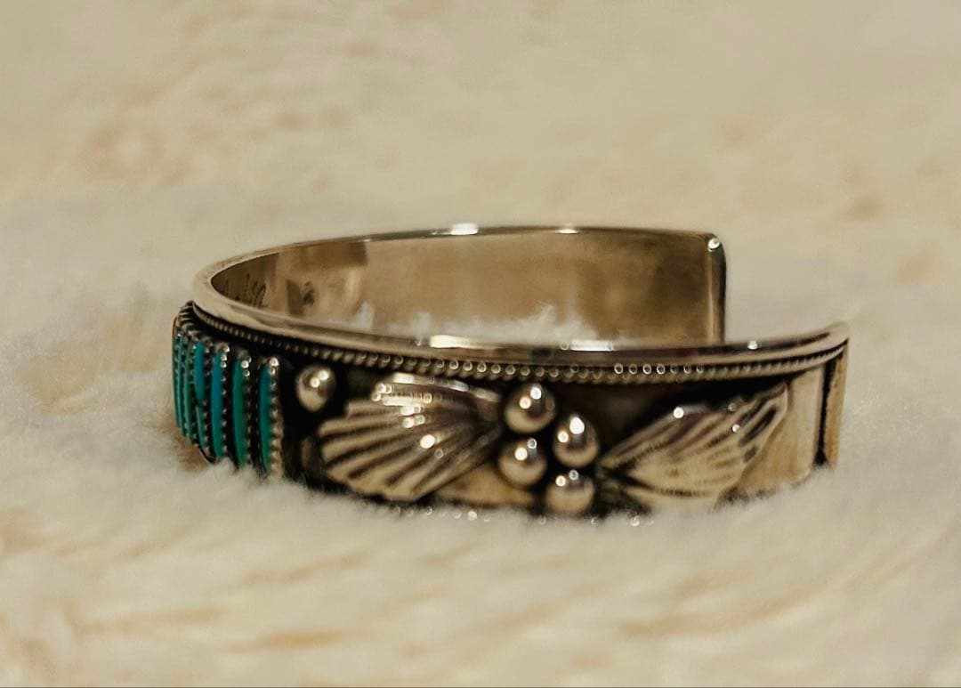 天然ターコイズ　バングル※貴金属布付　※作家サイン入り