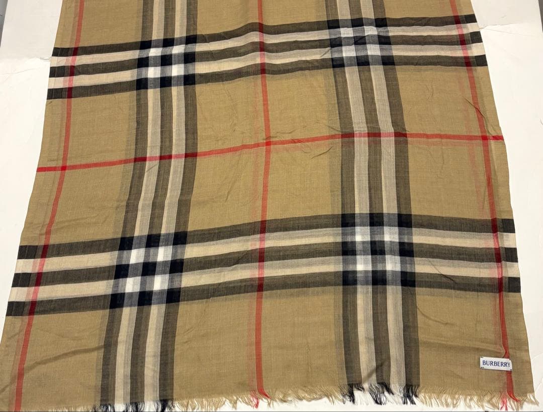 美品☆バーバリー　ノバチェック　大判ストール ショール 長方形スカーフ ロゴ