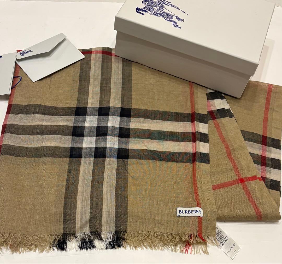 美品☆バーバリー　ノバチェック　大判ストール ショール 長方形スカーフ ロゴ