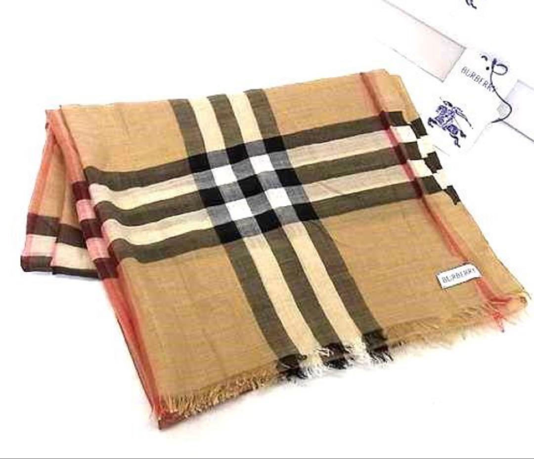 美品☆バーバリー　ノバチェック　大判ストール ショール 長方形スカーフ ロゴ