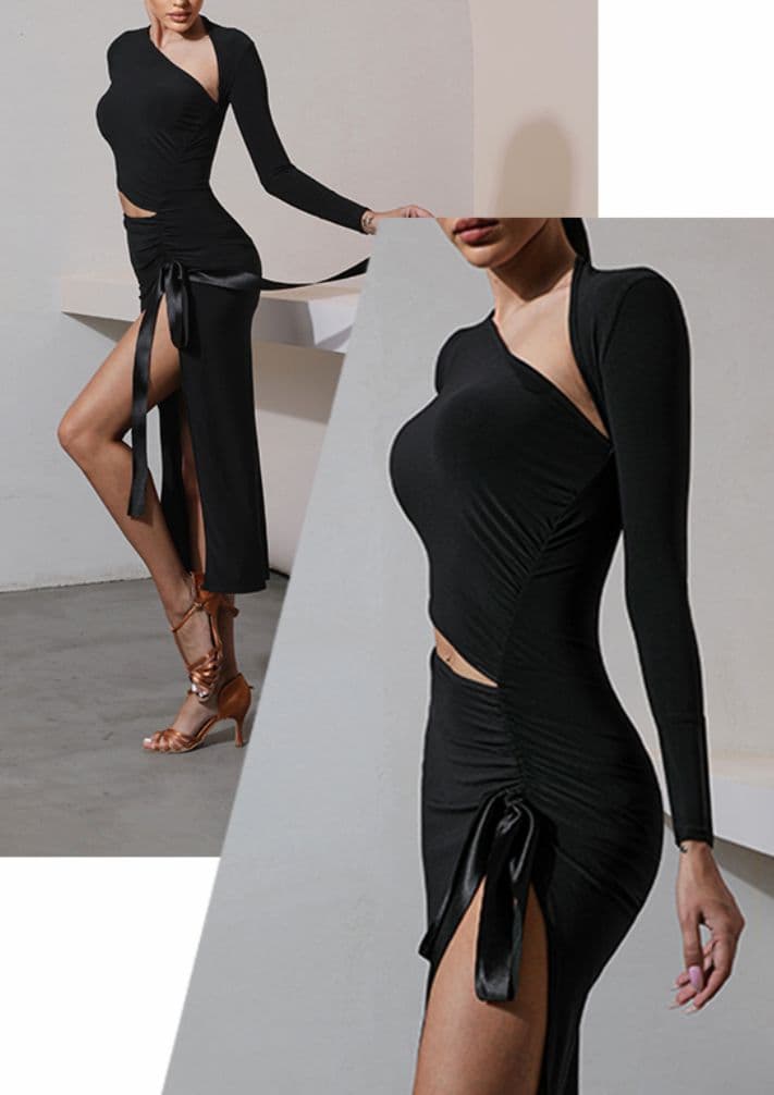 ダンスウェア・ラテンドレス/ワンピース【黒・Ｓサイズ】新品