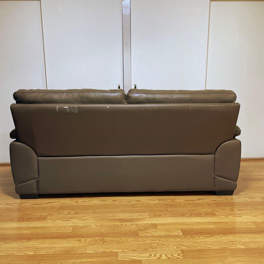 3人掛けソファー ダークブラウン 合皮