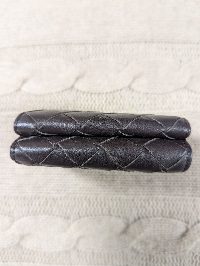 BOTTEGA VENETA イントレチャート 三つ折り財布 茶×ターコイズ