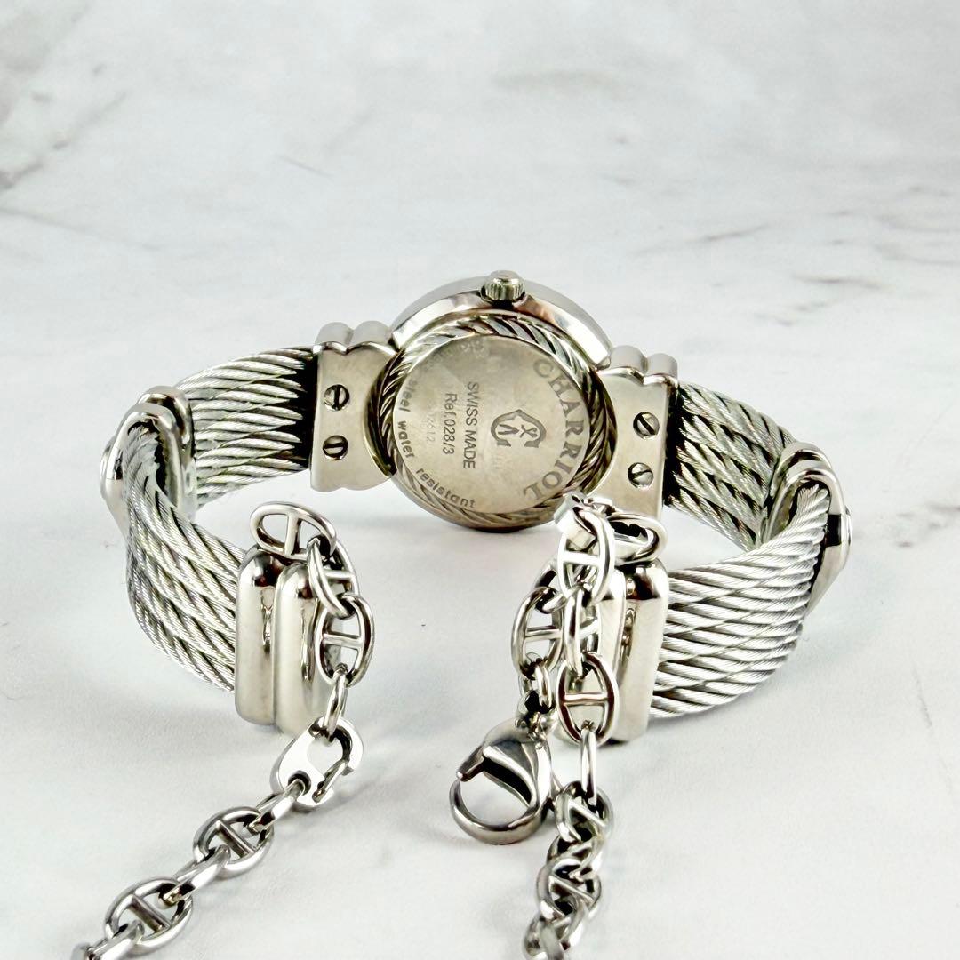 【新品電池】 美品 シャリオール サントロペ 8Pダイヤ ピンクシェル文字盤